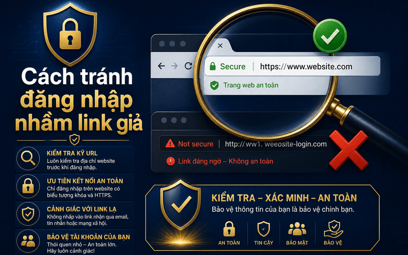 Cách tránh đăng nhập nhầm link giả